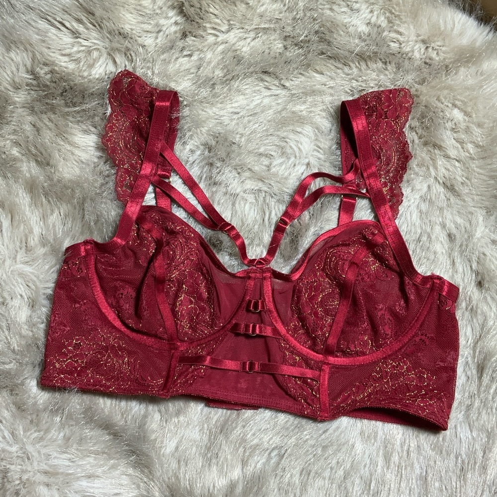 Torrid Burgundy Lace Strappy Bra